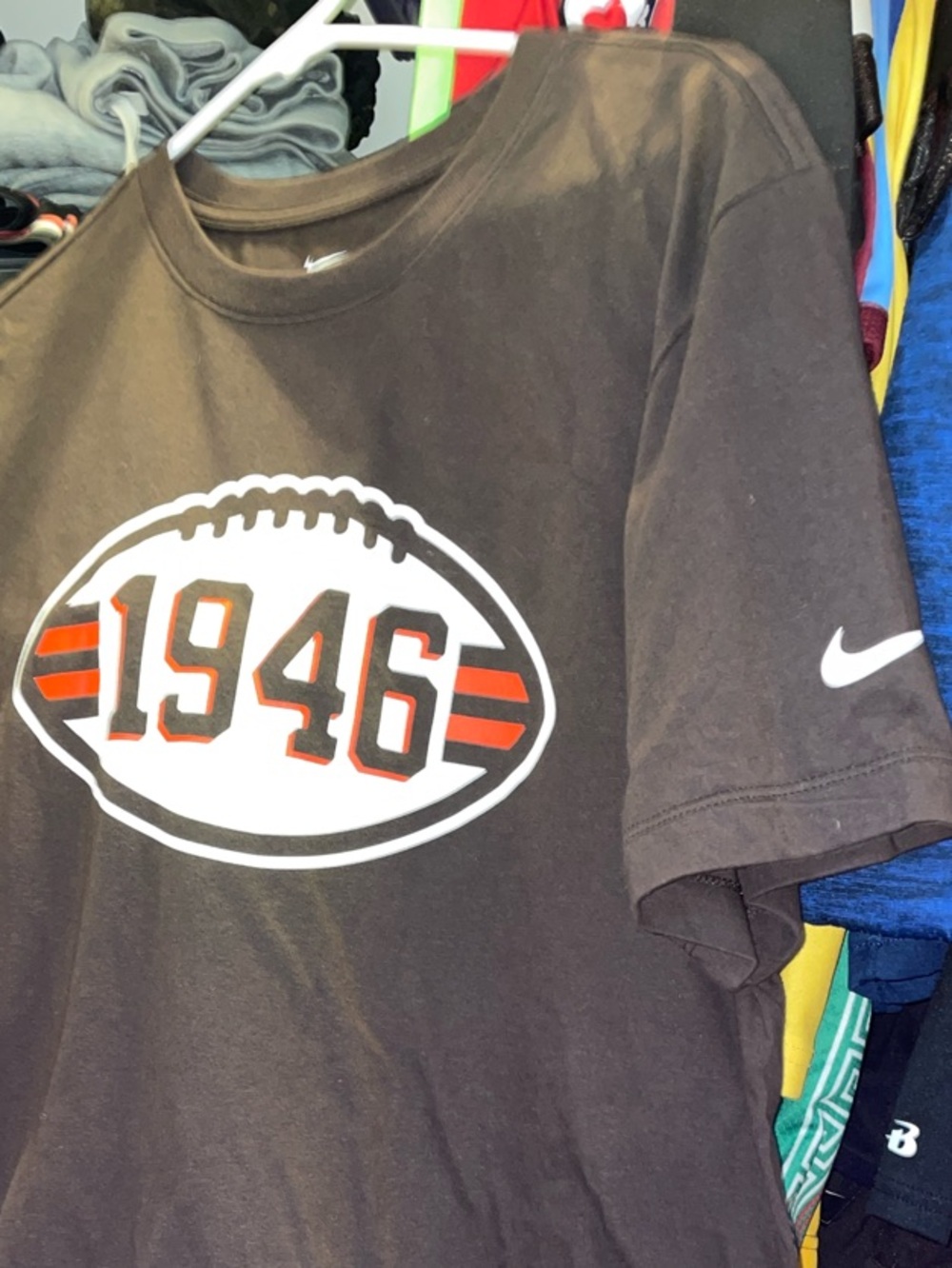 Nike Browns Tee with White and Orange '1946' Football Graphic